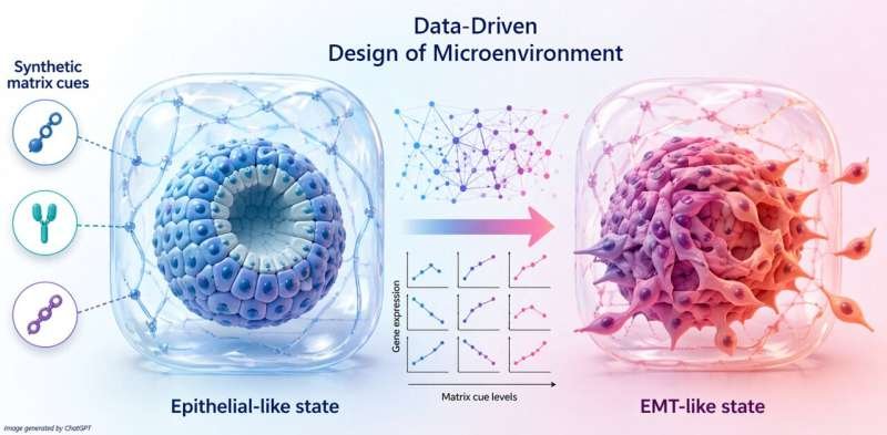 Data-driven biomaterials steer pancreatic cancer organoids into new cell states