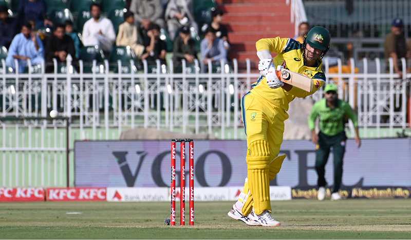 Alex Carey Hits Shot in First ODI Between Australia, Pakistan