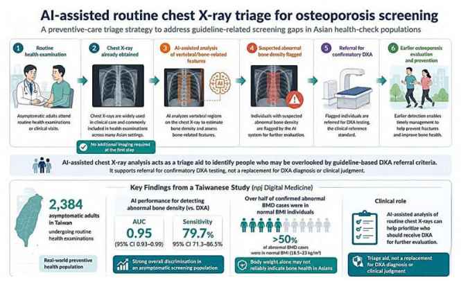 AI repurposes routine chest X-rays to catch silent bone loss before fracture