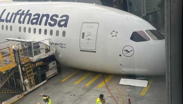 WATCH: Lufthansa Boeing Jet Tips onto Its Nose Gear at Frankfurt Airport