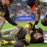 Arraez carted off field after base path incident