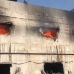 Karachi factory fire injures five firefighters amid ongoing efforts to extinguish blaze