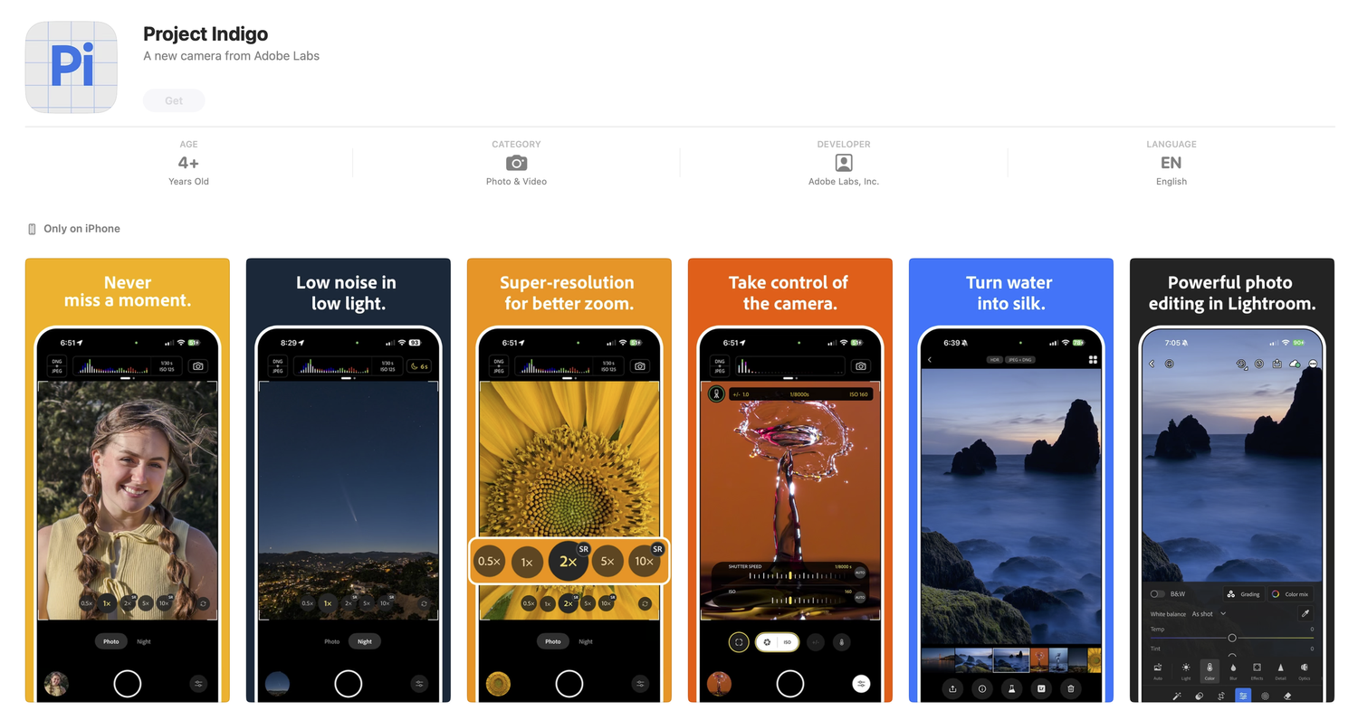 Adobe Launches Free AI Camera App ‘Project Indigo’ for iPhones