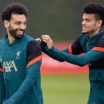 Mohamed Salah of Liverpool responds to Luis Diaz leaving