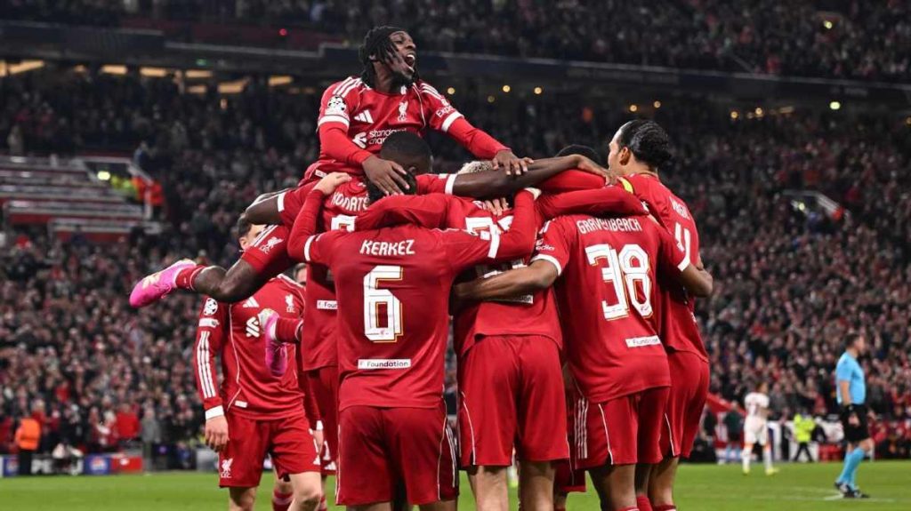 Liverpool players celebrate 4-0 win over Galatasaray at Anfield