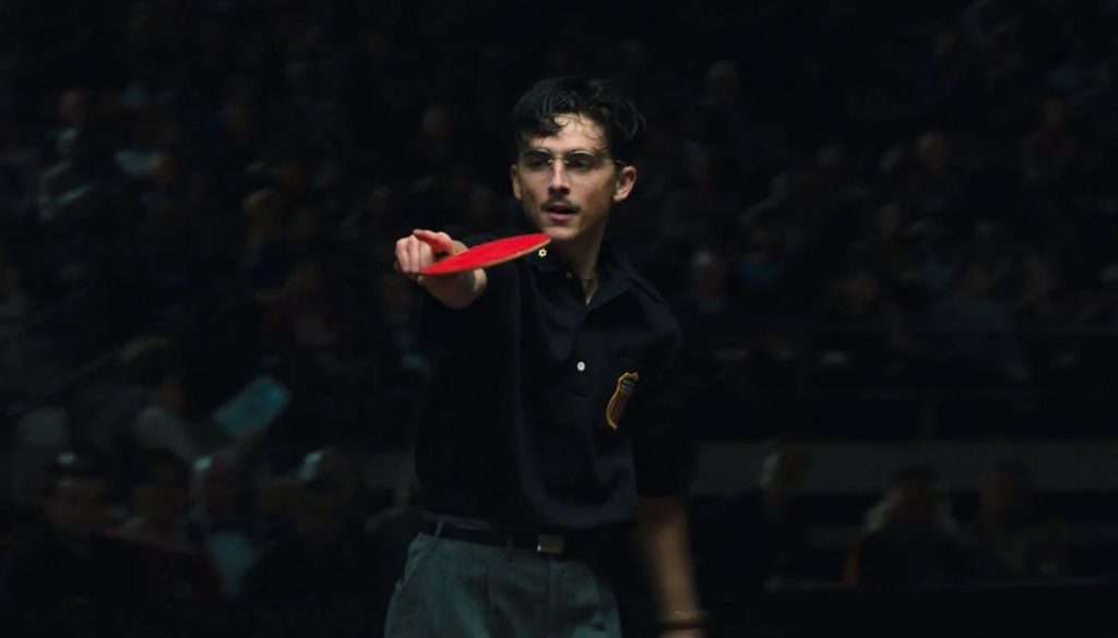 Poster of Marty Supreme showing Timothée Chalamet, highlighting its upcoming streaming release